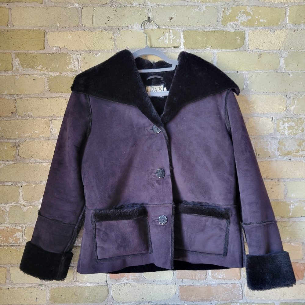 Vintage Wraps by Canvasbacks Faux Fur Black Coat Womens Size Medium